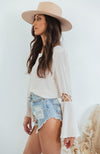 TANGLED SLEEVE CHIFFON BLOUSE - Cream