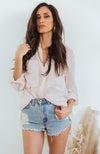 Sheer Chiffon Button-Up Shirt - Light Rose