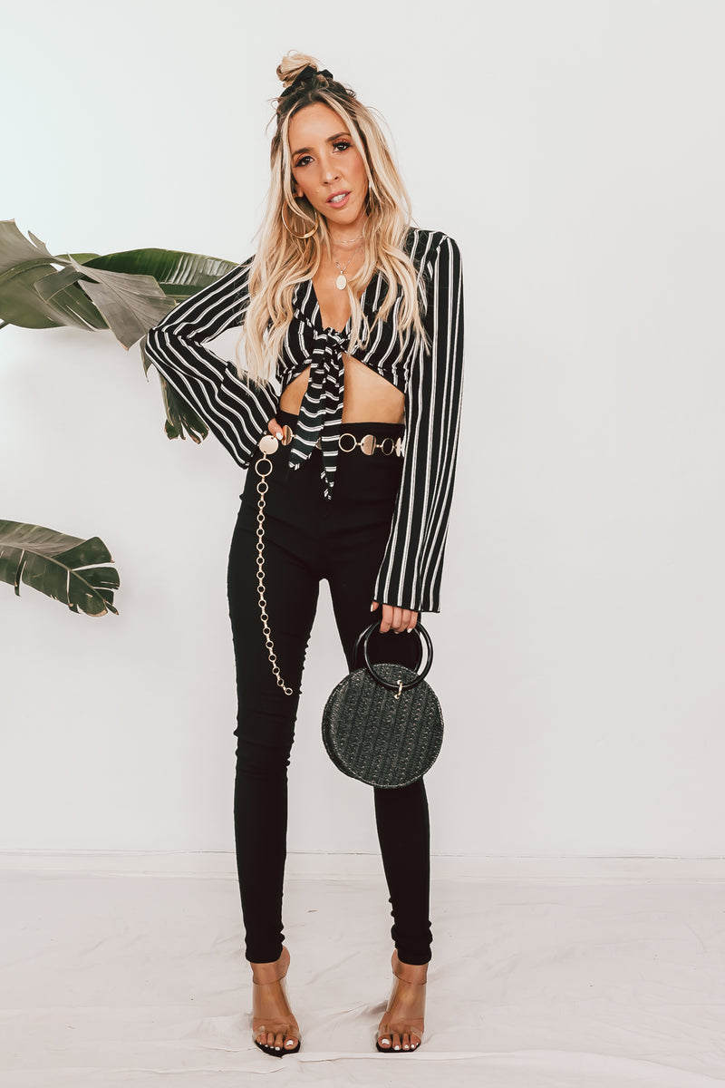 Striped Tie Crop Top