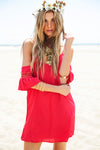 Rayla Off-Shoulder Dress - Red - Haute & Rebellious