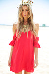 Rayla Off-Shoulder Dress - Red - Haute & Rebellious