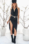 High-Slit Asymmetric Hem Dress