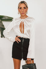 Private Only Keyhole Satin Top