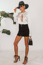 Private Only Keyhole Satin Top