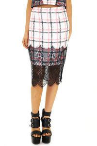 ASHLAND LACE DETAIL PLAID SKIRT - Haute & Rebellious