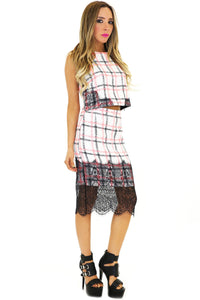 ASHLAND LACE DETAIL PLAID SKIRT - Haute & Rebellious