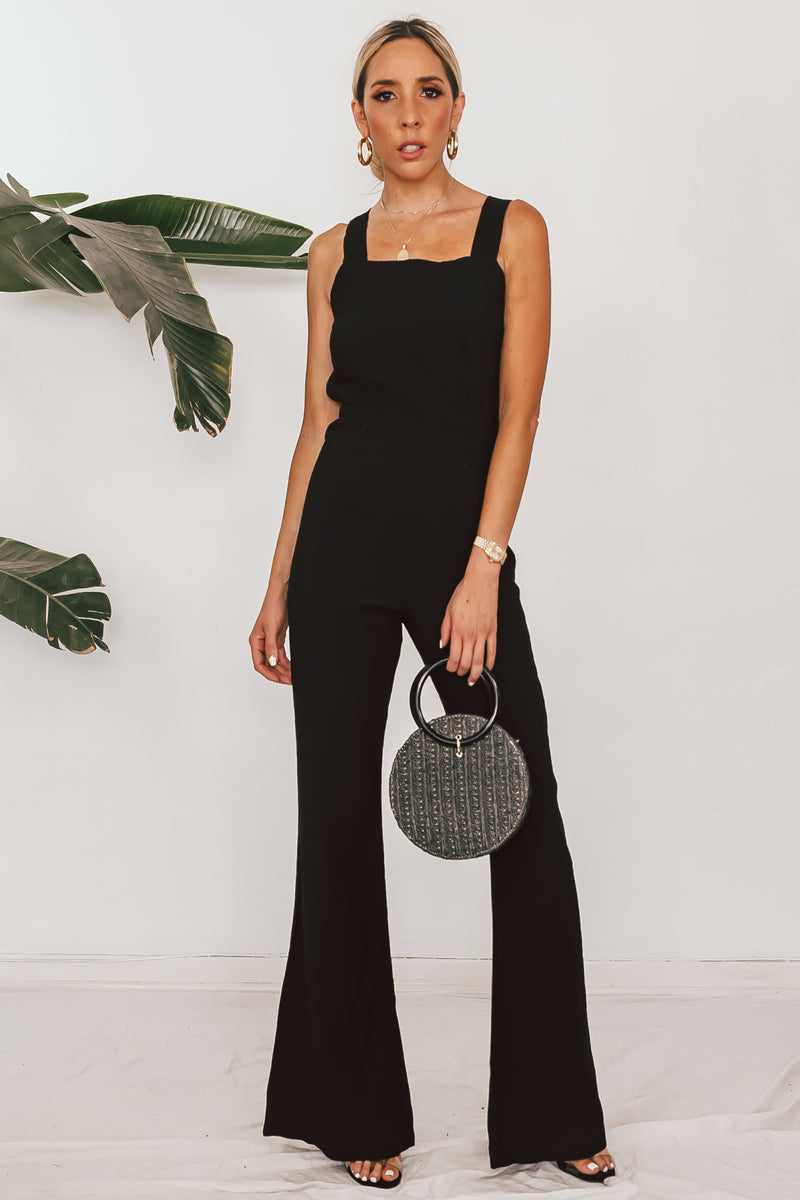 Woven Overall Jumpsuit with Tie Back Detail