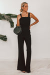 Woven Overall Jumpsuit with Tie Back Detail