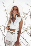 Wrap-Tie Sleeveless Crop Top with Ruffle /// Only 1-L Left ///
