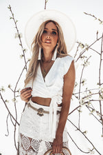 Wrap-Tie Sleeveless Crop Top with Ruffle /// Only 1-L Left ///