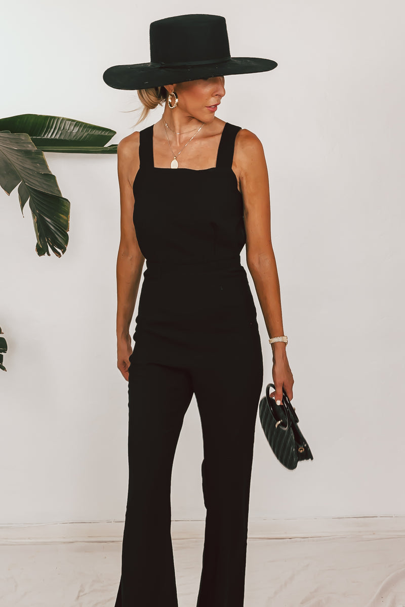 Woven Overall Jumpsuit with Tie Back Detail