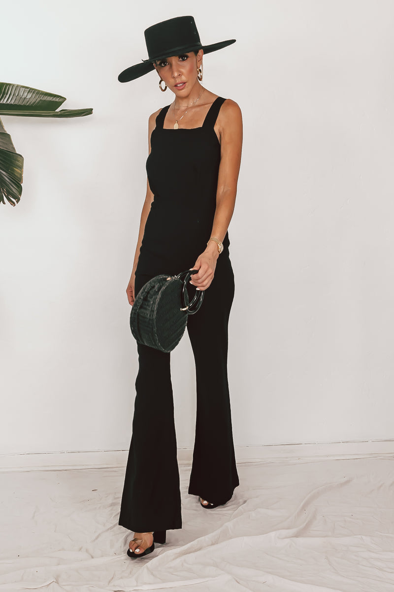 Woven Overall Jumpsuit with Tie Back Detail