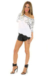HESTER SEQUIN SHOULDER TOP - White - Haute & Rebellious