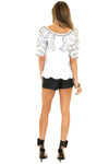 HESTER SEQUIN SHOULDER TOP - White - Haute & Rebellious