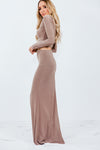 Crop Top & Slit Skirt Set - Taupe