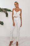 Fitted Stretch Denim Pants - White