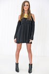 Feather Bell-Sleeve Sun Dress - Black - Haute & Rebellious