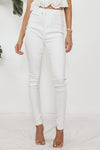 Fitted Stretch Denim Pants - White