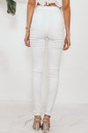 Fitted Stretch Denim Pants - White
