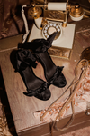 Velvet Bow-Tie Open-Toe Heels - Haute & Rebellious