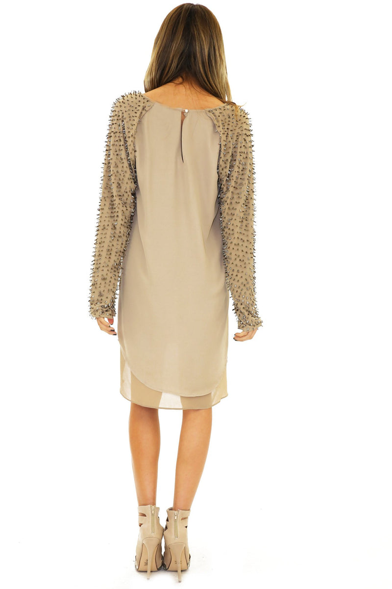 LONG SLEEVE BEADED TUNIC - Olive - Haute & Rebellious