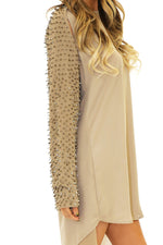 LONG SLEEVE BEADED TUNIC - Olive - Haute & Rebellious