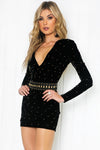 Aislin Velvet Studded Dress - Haute & Rebellious