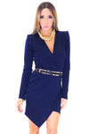 JANICE DEEP-V BODYCON DRESS - NAVY - Haute & Rebellious