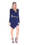 JANICE DEEP-V BODYCON DRESS - NAVY - Haute & Rebellious