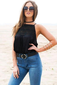 Crochet Flowy Top - Black