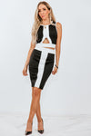 Contrast Crop Top & Skirt Set - Black