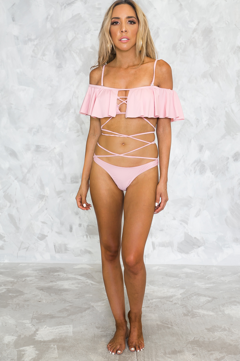 Ruffle Two-Piece Bikini Set - Blush - Haute & Rebellious