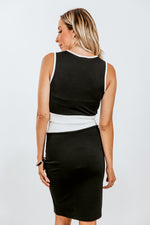 Contrast Crop Top & Skirt Set - Black