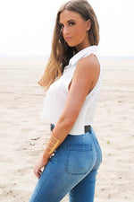 Button-Up Collar Crop Top - Haute & Rebellious