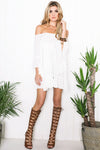 Aulora Bell Sleeve Dress - White - Haute & Rebellious