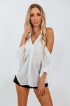 Chiffon Shoulder Cutout Blouse