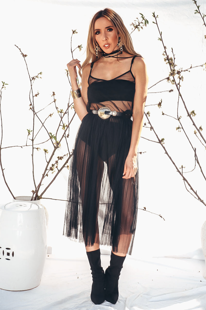See Right Though Mesh Midi Dress