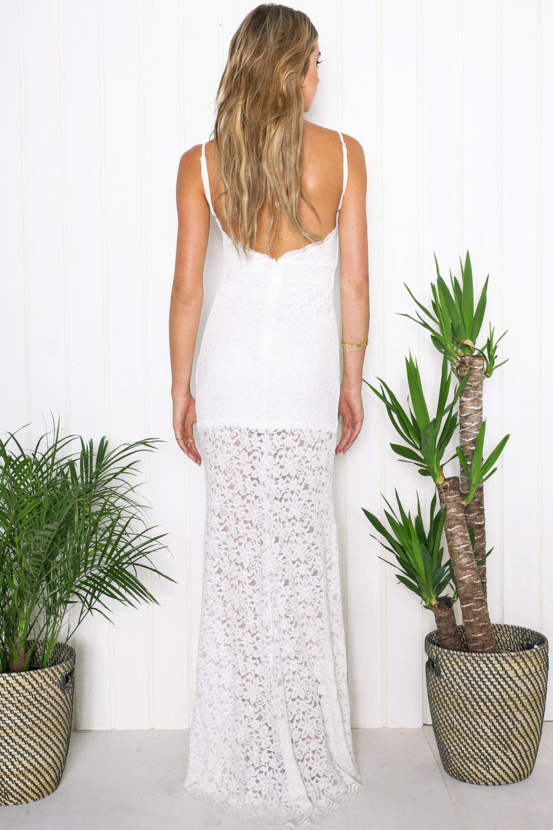 Evie Lace High-Slit Maxi Dress - Haute & Rebellious