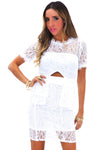 BELLAMIE LACE PEPLUM DRESS - WHITE - Haute & Rebellious