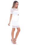 BELLAMIE LACE PEPLUM DRESS - WHITE - Haute & Rebellious