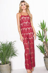 Kali Lace Open Back Jumpsuit - Burgundy - Haute & Rebellious