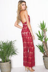 Kali Lace Open Back Jumpsuit - Burgundy - Haute & Rebellious