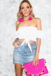 Tie Me Up Off-Shoulder Crop Top - Haute & Rebellious