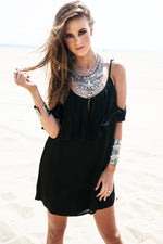 Jana Off-Shoulder Sun Dress - Black - Haute & Rebellious