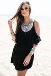 Jana Off-Shoulder Sun Dress - Black - Haute & Rebellious