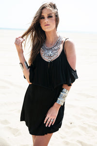 Jana Off-Shoulder Sun Dress - Black - Haute & Rebellious