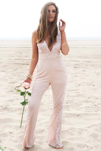 Sleeveless Embroidery Jumpsuit