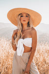 Crop Top with Front Tie - White
