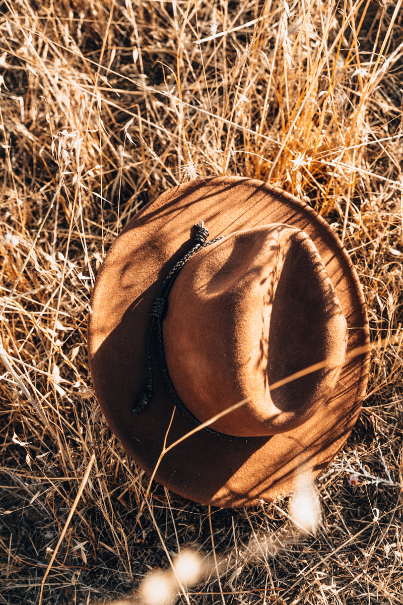 Braided Tassel Hat - Brown