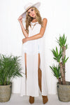 Lilah High-Slit Maxi Dress - White - Haute & Rebellious